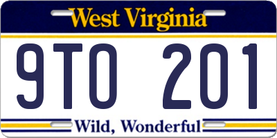 WV license plate 9TO201