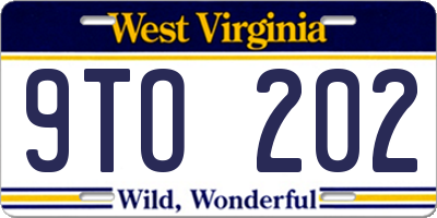 WV license plate 9TO202