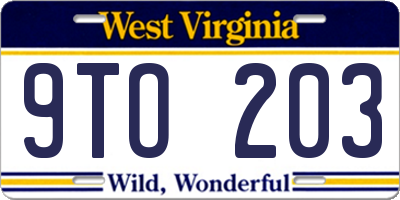 WV license plate 9TO203