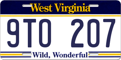 WV license plate 9TO207