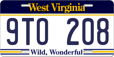 WV license plate 9TO208