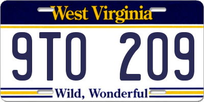 WV license plate 9TO209