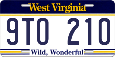 WV license plate 9TO210