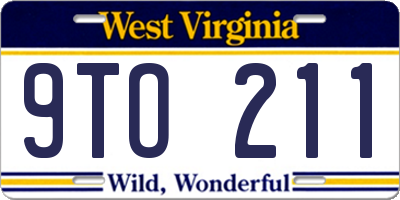 WV license plate 9TO211