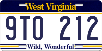 WV license plate 9TO212
