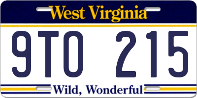 WV license plate 9TO215