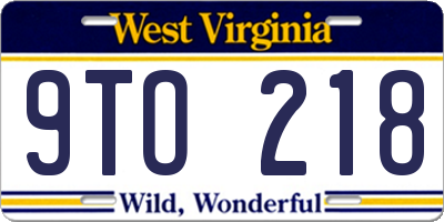 WV license plate 9TO218