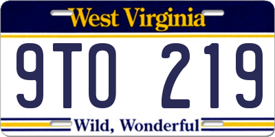 WV license plate 9TO219