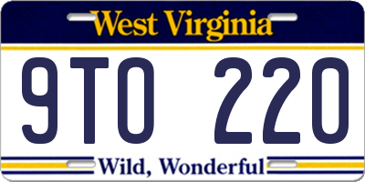 WV license plate 9TO220