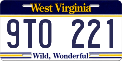 WV license plate 9TO221