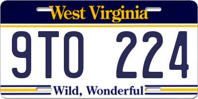 WV license plate 9TO224