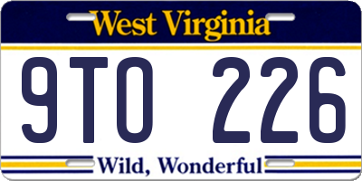 WV license plate 9TO226