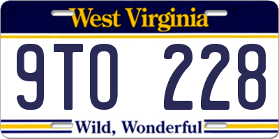 WV license plate 9TO228
