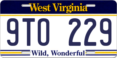 WV license plate 9TO229