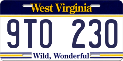 WV license plate 9TO230