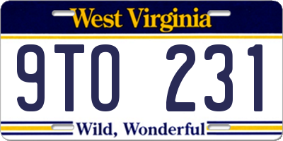 WV license plate 9TO231