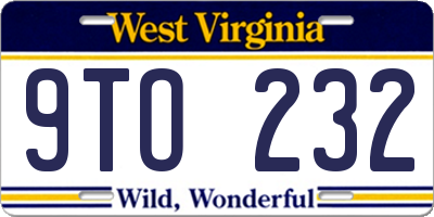 WV license plate 9TO232
