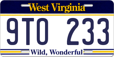 WV license plate 9TO233