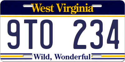 WV license plate 9TO234
