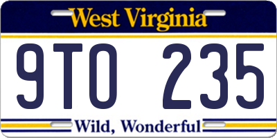 WV license plate 9TO235