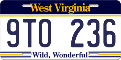 WV license plate 9TO236