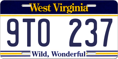WV license plate 9TO237