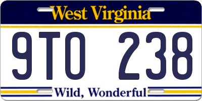 WV license plate 9TO238