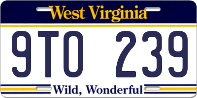 WV license plate 9TO239