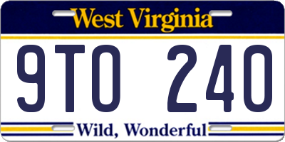 WV license plate 9TO240