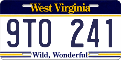 WV license plate 9TO241