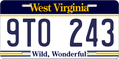 WV license plate 9TO243