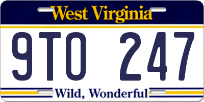 WV license plate 9TO247