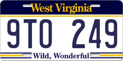 WV license plate 9TO249