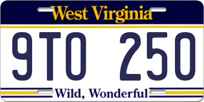 WV license plate 9TO250