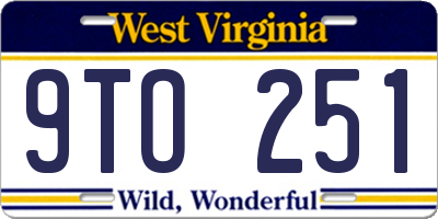 WV license plate 9TO251