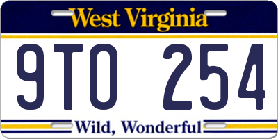 WV license plate 9TO254