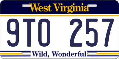 WV license plate 9TO257