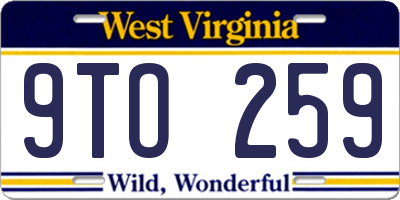 WV license plate 9TO259