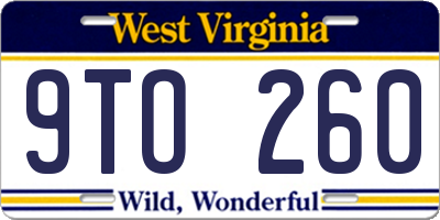 WV license plate 9TO260
