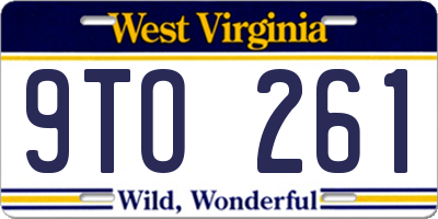 WV license plate 9TO261