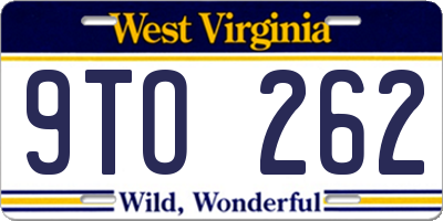 WV license plate 9TO262