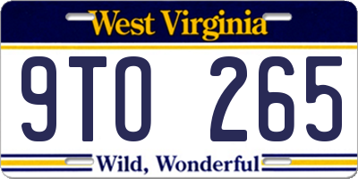 WV license plate 9TO265