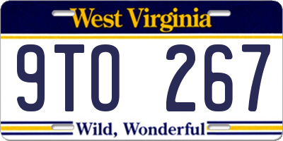 WV license plate 9TO267