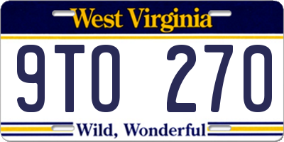 WV license plate 9TO270