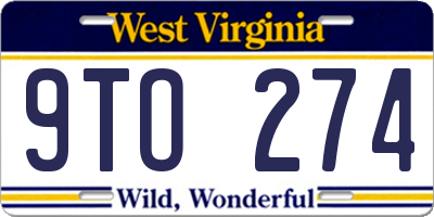 WV license plate 9TO274