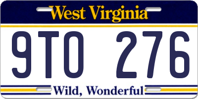 WV license plate 9TO276