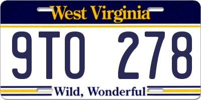 WV license plate 9TO278