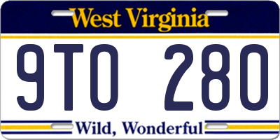 WV license plate 9TO280