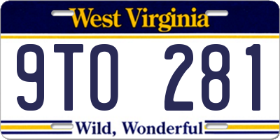 WV license plate 9TO281