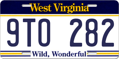 WV license plate 9TO282